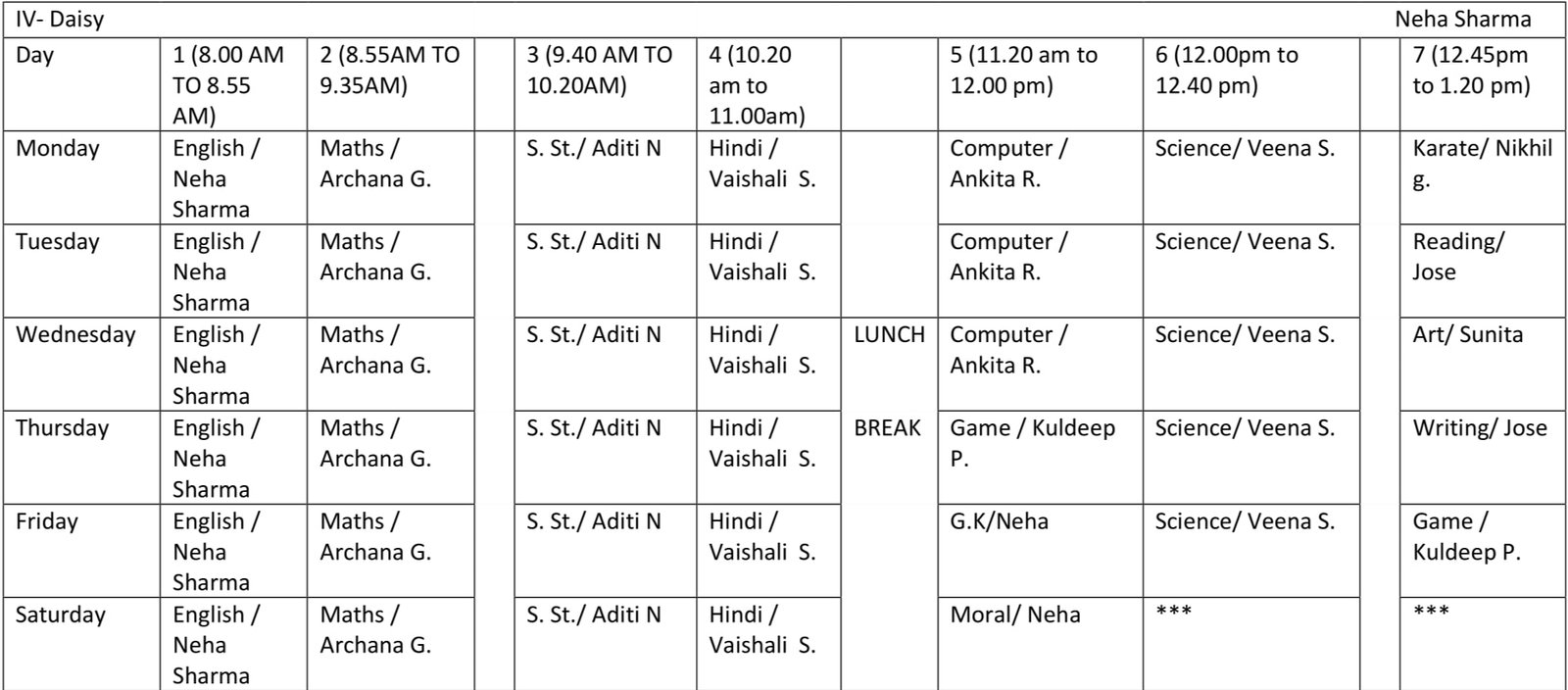 Time Table 2024-25